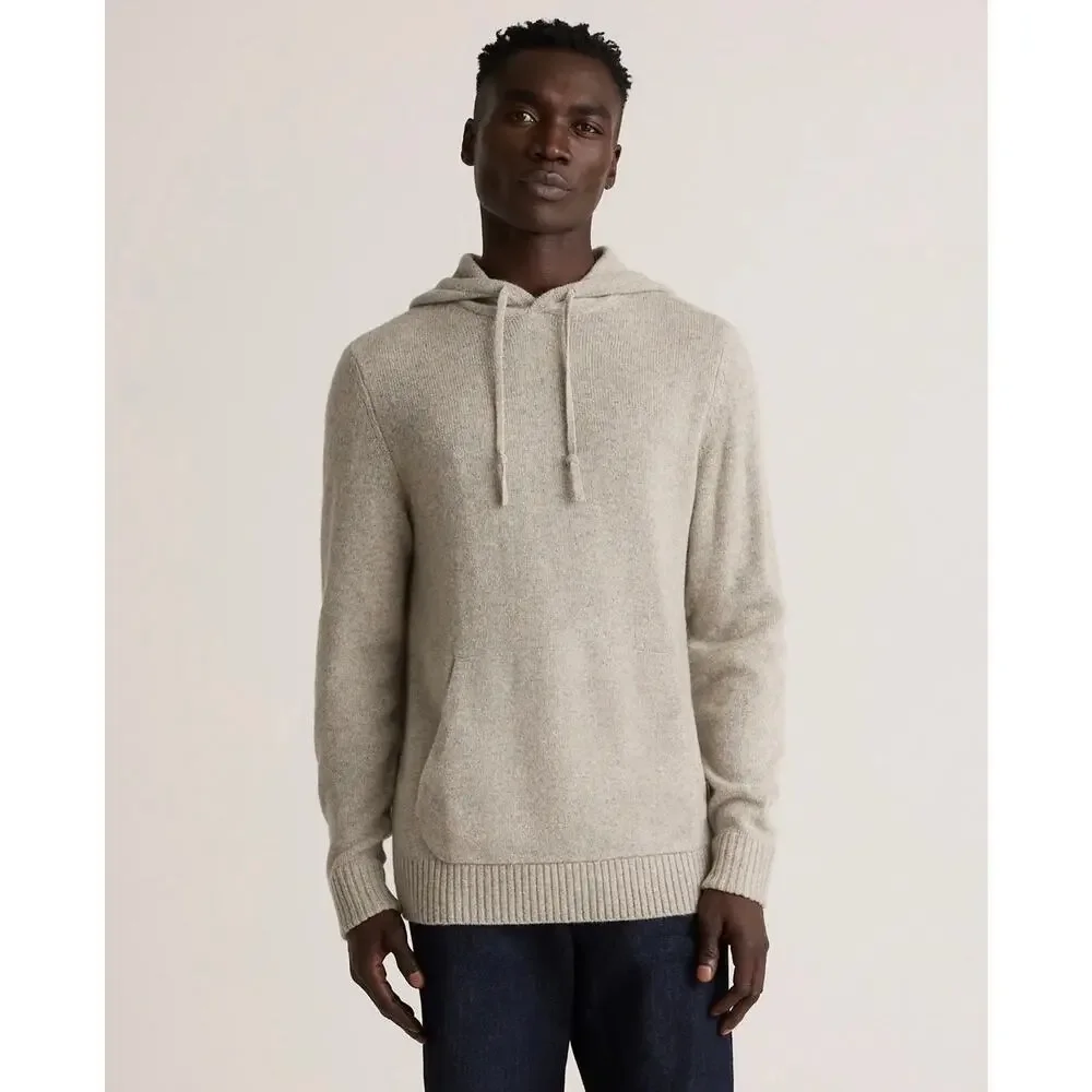 Quince Mens 100 Yak Wool Pullover Hoodie XL Warm Heather Grey Quiet Luxury
